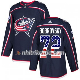 Blue Jackets Trikot Sergei Bobrovsky 72 Adidas 2017-2018 Marineblau USA Flag Fashion Authentic - Herren